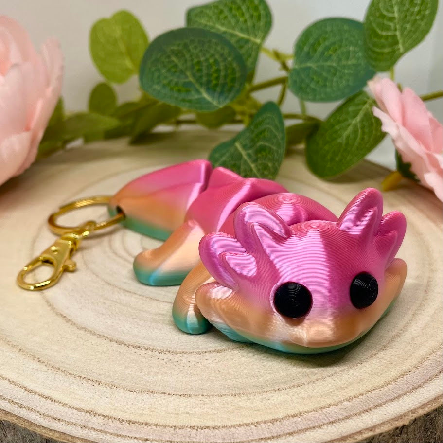 Regnbue Axolotl nøglering