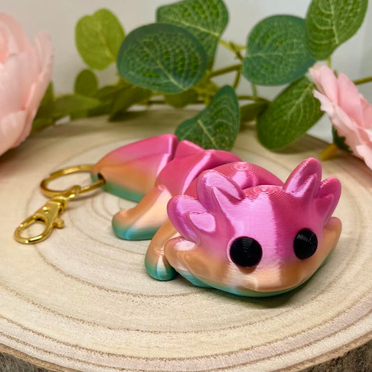 Regnbue Axolotl nøglering